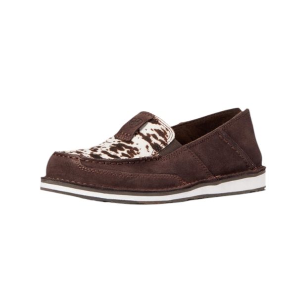 Ariat Cruiser Loafers in Chocolate Chip Suede Spotted Hair On Leather Slip On - Picture 2 of 13
